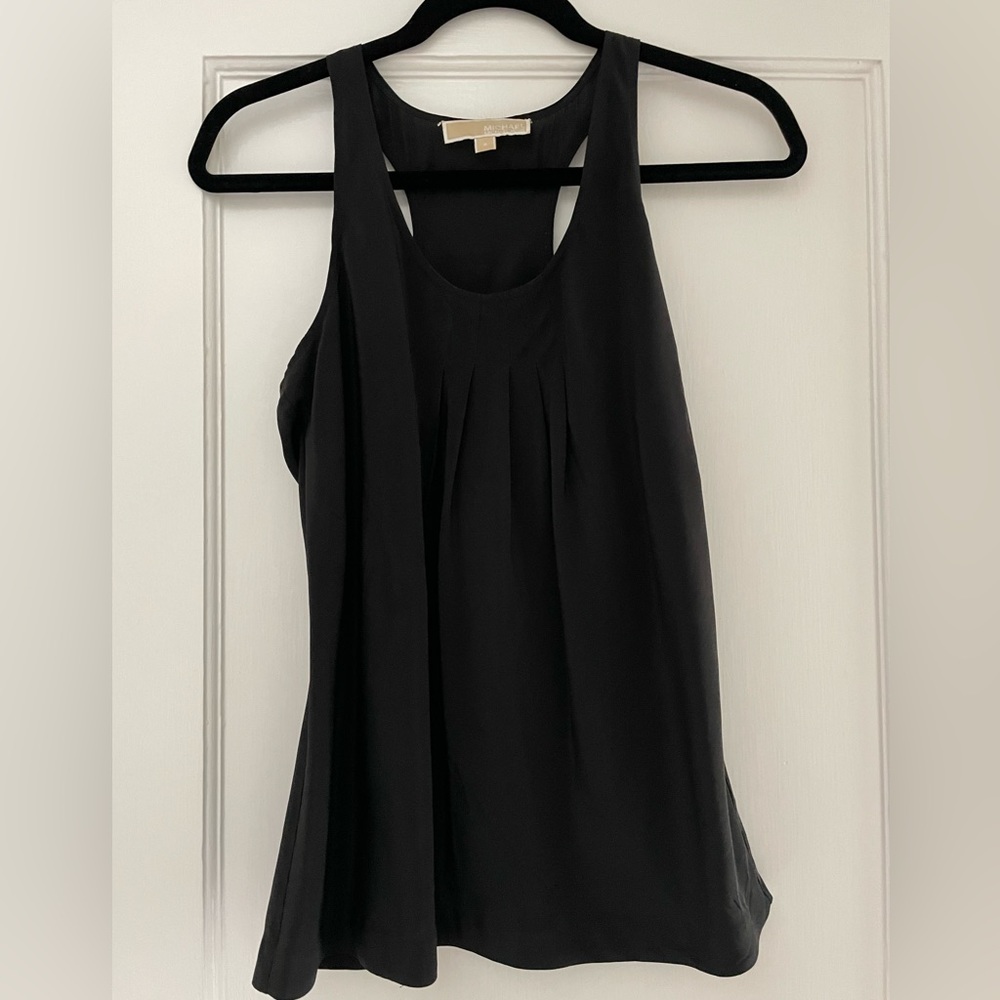 Michael Kors front pleated black sleeveless tank top blouse